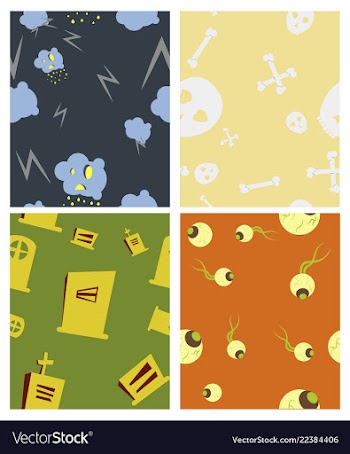 Set of halloween festive pattern endless vector image
