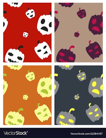 Set of halloween festive pattern endless vector image