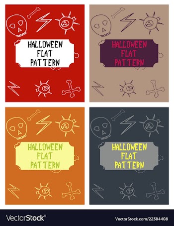 Set of halloween festive pattern endless vector image