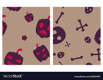 Set of halloween festive pattern endless vector image