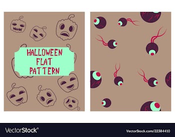 Set of halloween festive pattern endless vector image
