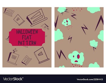 Set of halloween festive pattern endless vector image