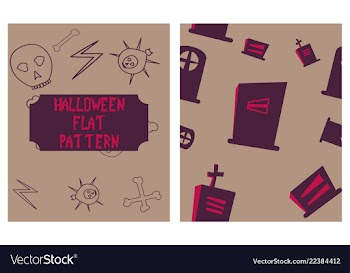 Set of halloween festive pattern endless vector image