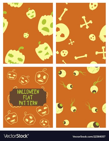 Set of halloween festive pattern endless vector image