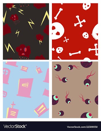Set of halloween festive pattern endless vector image