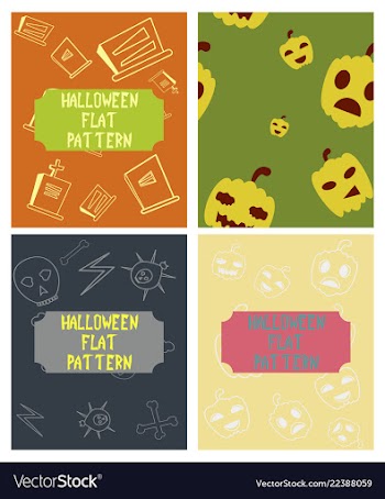 Set of halloween festive pattern endless vector image