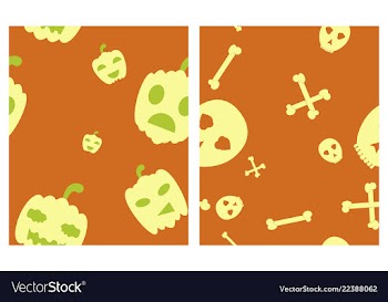 Set of halloween festive pattern endless vector image