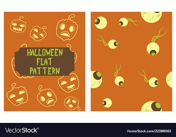 Set of halloween festive pattern endless vector image