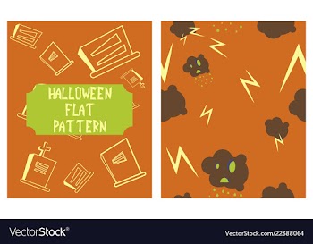 Set of halloween festive pattern endless vector image