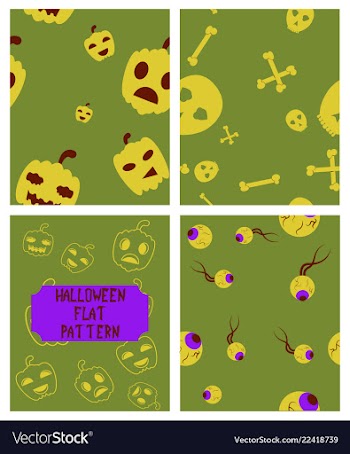 Set of halloween festive pattern endless vector image