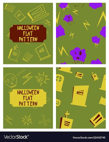 Set of halloween festive pattern endless vector image