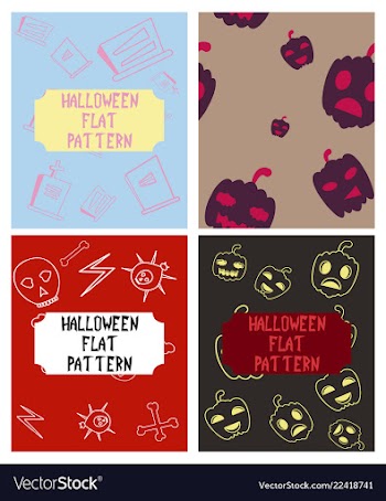 Set of halloween festive pattern endless vector image