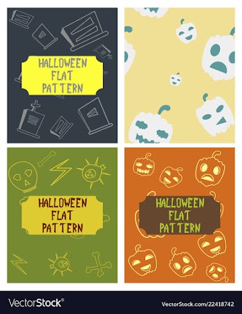 Set of halloween festive pattern endless vector image