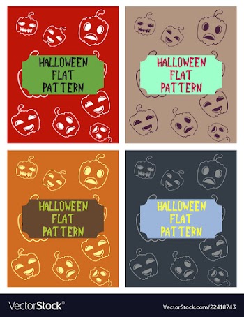 Set of halloween festive pattern endless vector image