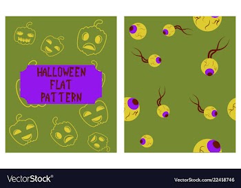Set of halloween festive pattern endless vector image