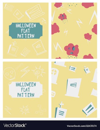 Set of halloween festive pattern endless vector image