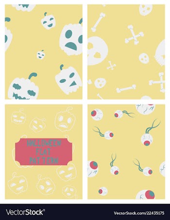 Set of halloween festive pattern endless vector image