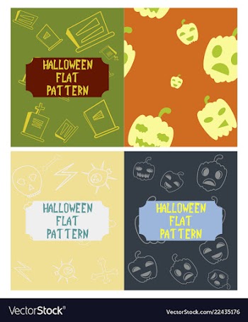 Set of halloween festive pattern endless vector image