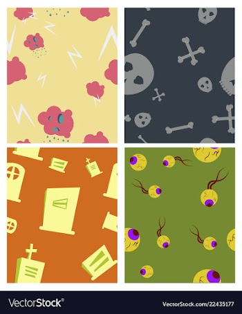 Set of halloween festive pattern endless vector image