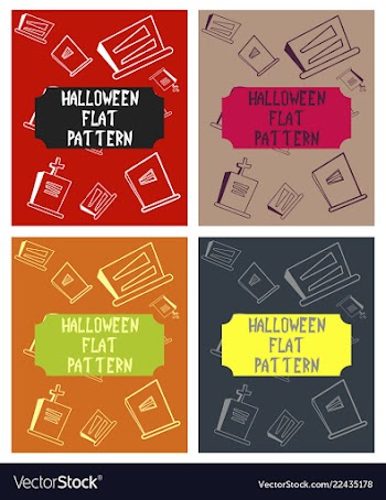Set of halloween festive pattern endless vector image