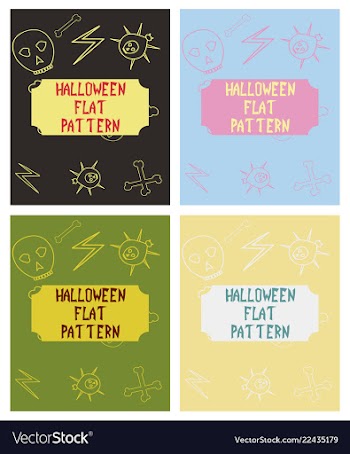 Set of halloween festive pattern endless vector image