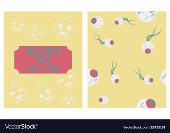 Set of halloween festive pattern endless vector image
