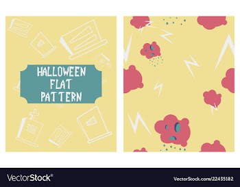 Set of halloween festive pattern endless vector image
