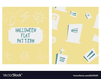 Set of halloween festive pattern endless vector image