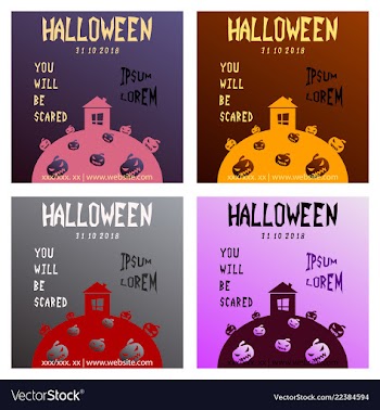 Set of halloween party invitation scary poster vector image