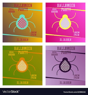 Set of halloween party invitation scary poster vector image