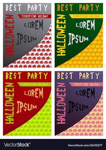 Set of halloween party invitation scary poster vector image