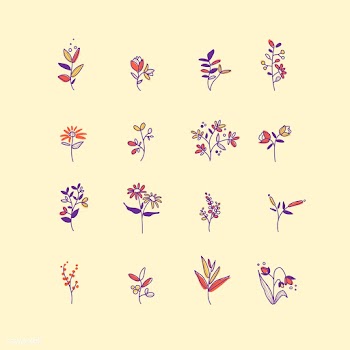 Set of hand drawn botanical elements vector | Free stock vector - 523413