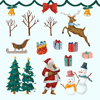 Set of hand drawn Christmas illustrations | Free stock vector - 488706