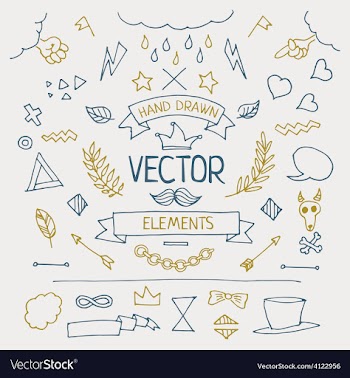  					Set of hand drawn elements vector image														