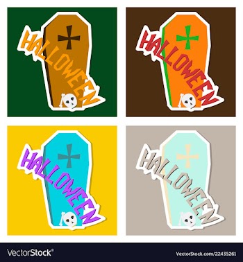 Set of hand drawn halloween icon with a textured vector image