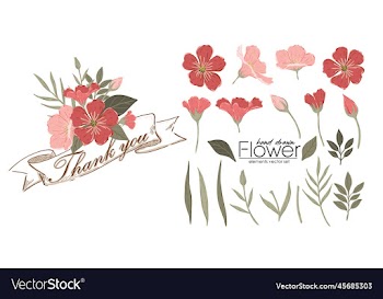 set of hand drawn spring flower