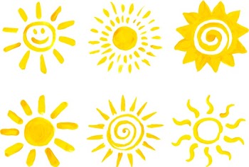 Set of hand drawn sun icons. Vector illustration.