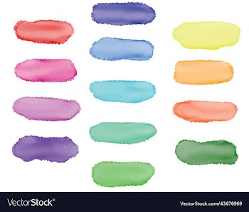 set of hand-drawn watercolor strokes
