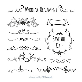 Set of hand drawn wedding ornaments Free Vector
