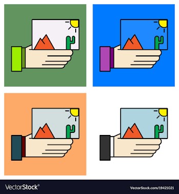 Set of hand holds photos icon multimedia photo vector image