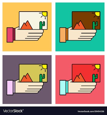 Set of hand holds photos icon multimedia photo vector image