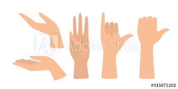 Set of hands showing different gestures