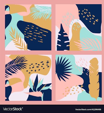 set of hawaiian memphis style backgrounds