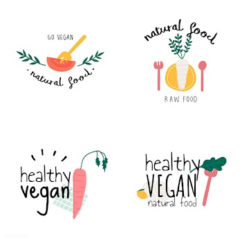 Set of healthy vegan logo vectors | Free stock vector - 537965