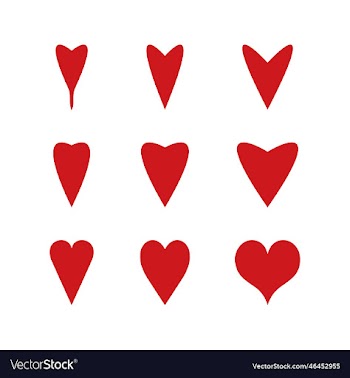 set of heart love hearts red color hearts
