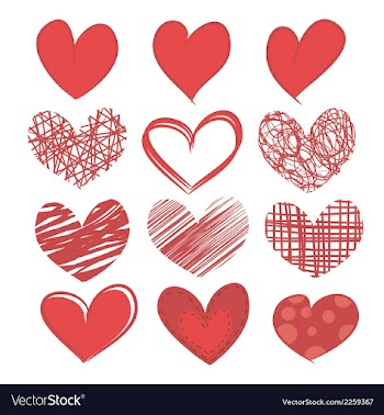 Set of hearts on white background vector image