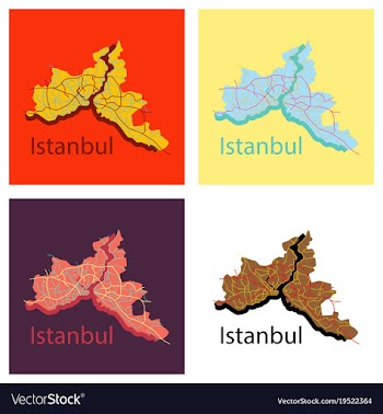 Set of high quality map of istanbul flat with vector image
