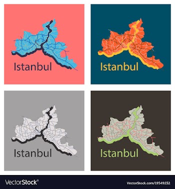 Set of high quality map of istanbul flat with vector image