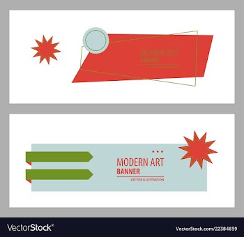 Set of horizontal white banners with triangular vector image