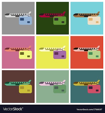 Set of icons in flat design airplane suitcase vector image
